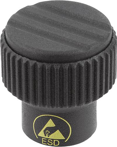 Rändelknopf antistatisch Gr.1 M06 Thermoplast, schwarz RAL9011, Komp: Stahl - K0247.1110624 - kommt direkt von HUG Technik 😊