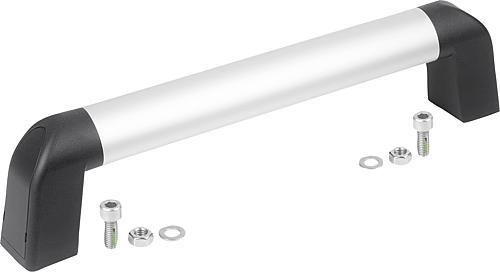 Rohrgriff Bighand, A=180, L=213,4 Aluminium natur, Komp: Thermoplast Komp: schwarz RAL7021, Deckel: schwarz - K1445.180031 - bekommst Du bei ★ HUG Technik ✓