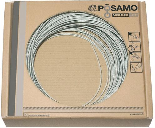 PÖSAMO Drahtseil-Set in Box 5x7 2,0mm Stahl galvanisch verzinkt, Packung mit 300 Meter - kommt direkt von HUG Technik 😊