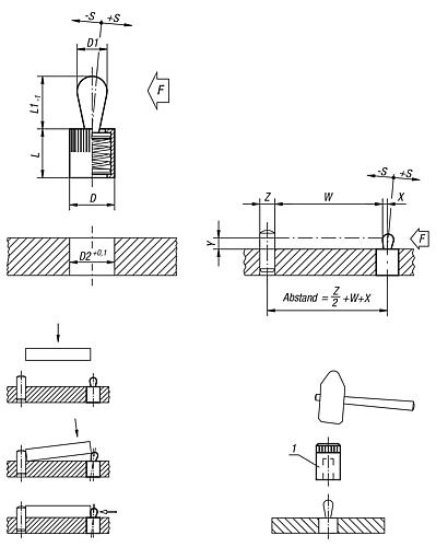 Federndes Seitendruckstück mit Dichtung D1=10 D=16 Aluminium, Komp: Polyacetal, D2=16 L1=18 - K0368.72104 - bei HUG Technik ♡