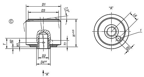 Pendelauflage selbsttätig Rückschw. M05 D1=18, Form:C Vergütungsstahl, Komp:Vergütungsstahl - K0286.105 - bei HUG Technik ✓