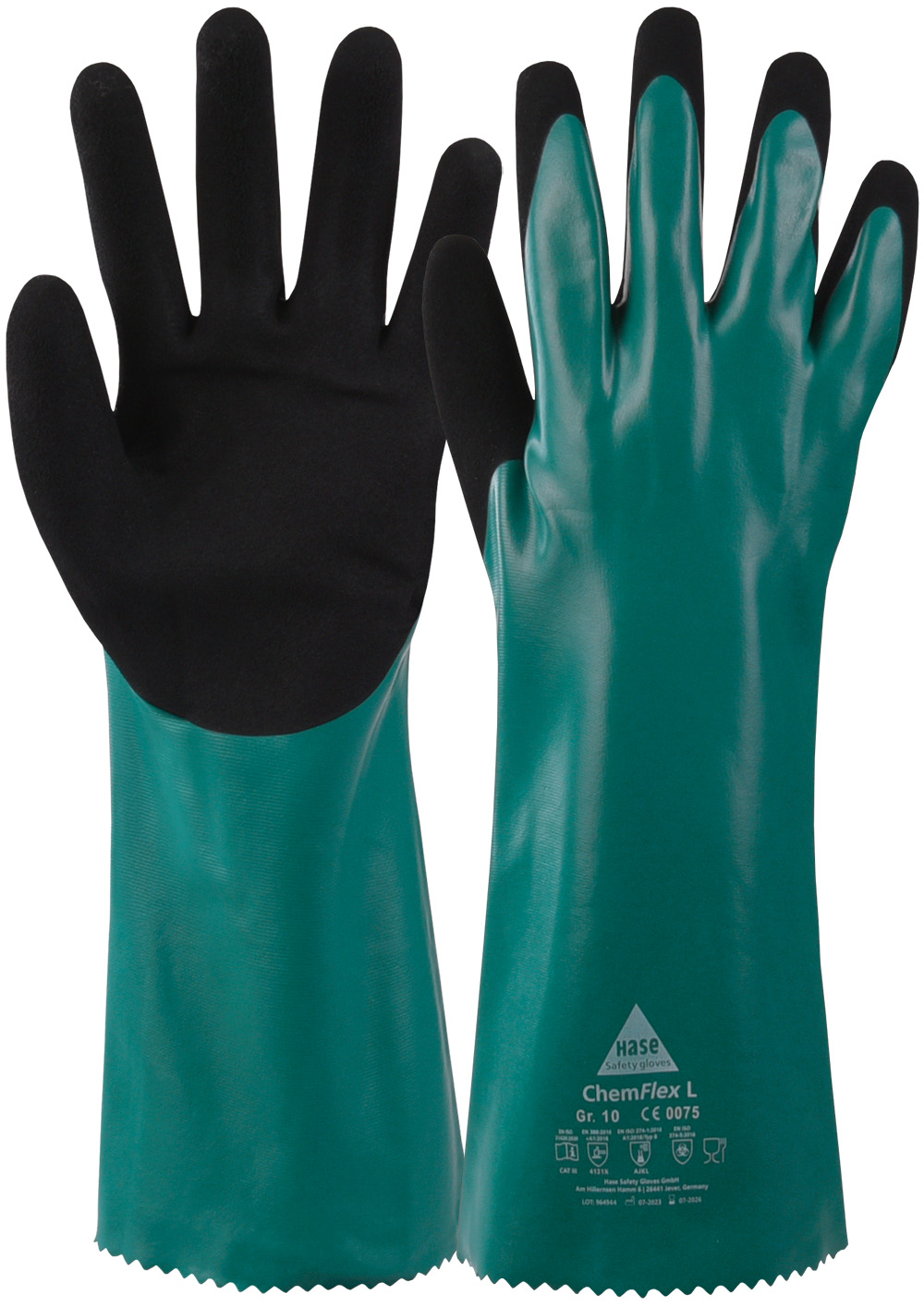 Chemikalienhandschuh Typ B, 18G Nylon, Nitril, 35 cm