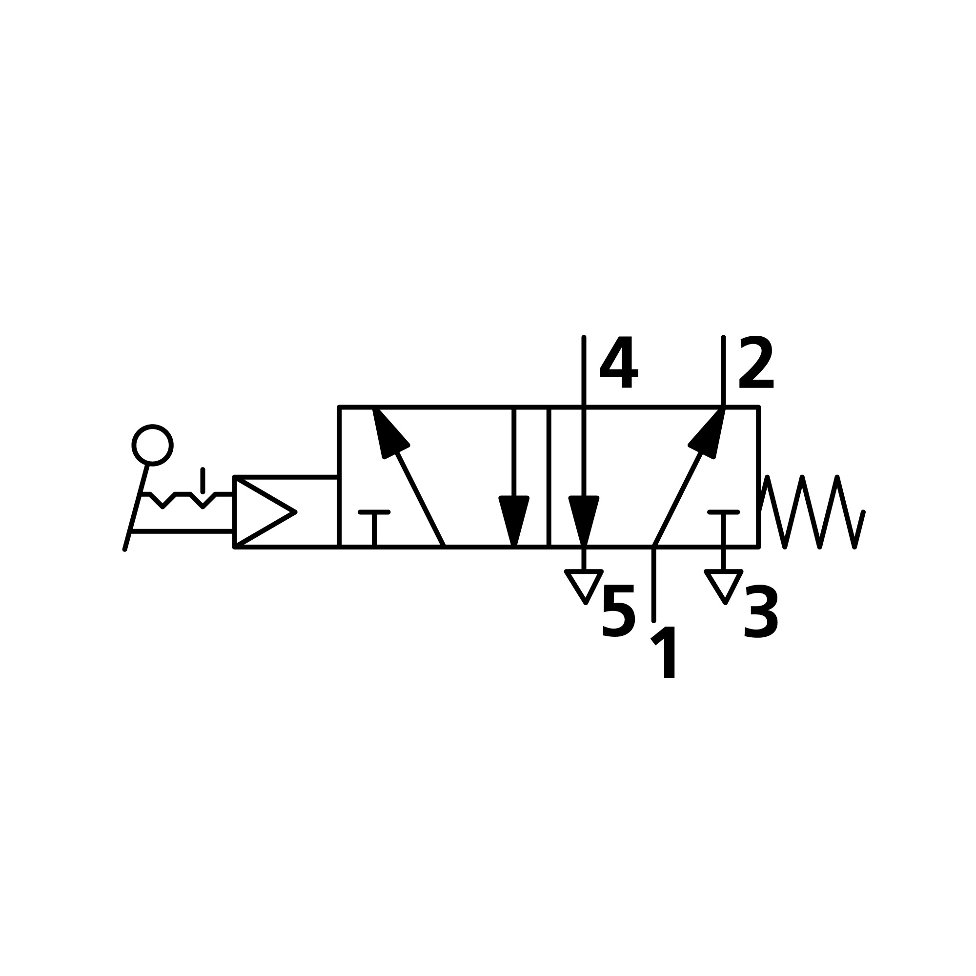 5/2-Wegeventil, manuell, Drehhebel lang, bistabil, G 1/8, 2 Schaltst. - erhältlich bei ❣ HUG Technik ✓