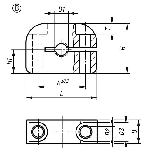 Haltestück M06, Form: B Aluminium - K0638.406 - bekommst Du bei HUG Technik ♡