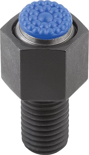 Pendelauflage mit O-Ring M10X15, Form:P Vergütungsstahl, auswechselbare Einsätze, Komp:Polyurethan, SW=17 - K0289.610X015 - gibt’s bei HUG Technik ✓