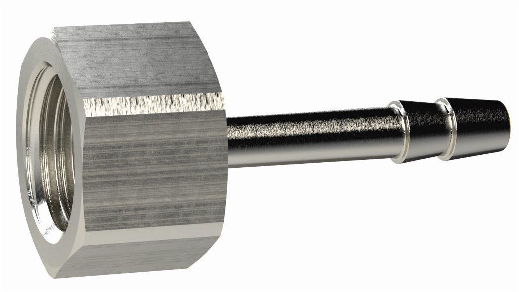 Aufschraubschlauchtülle, G 1 1/2, Schlauch LW 32, SW 55, Messing vernickelt - gibt’s bei HUG Technik ✓