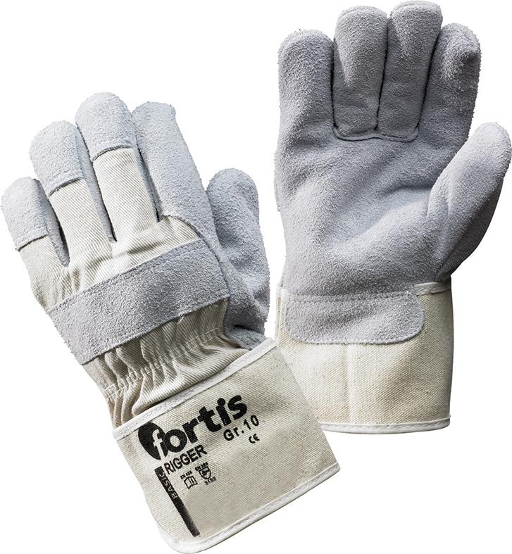 FORTIS Rindkernspaltlederhandschuh Rigger, Gr. 10, grau-weiss - bei HUG Technik ✓