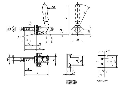Zeichnung Schubstangenspanner Edelstahl, Komp:Kunststoff - K0085.0100N - bekommst Du bei ★ HUG Technik ✓