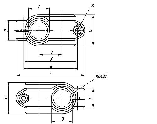 Rohrverbinder Kreuzstück Thermoplast, Komp:Stahl, A=18, B=18 - K0472.1818 - bei HUG Technik ✭