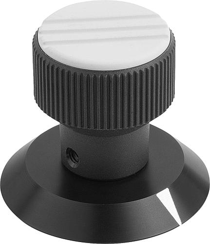 Rändelknopf mit Markierung Gr.1 D=5 Thermoplast, schwarz RAL7021, Komp: Aluminium, Komp: grau RAL7035 - K0249.1055 - bekommst Du bei ★ HUG Technik ✓