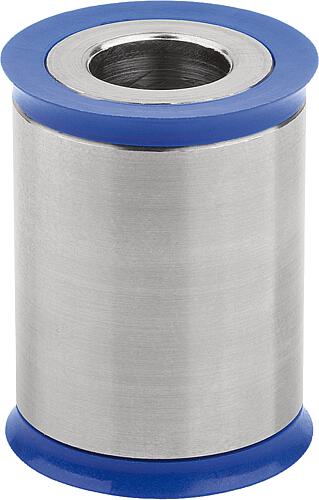 Produktbild Distanzhülse Hygienic Design, mit Dichtung 6,4X30, Edelstahl 1.4404 unpoliert, Komp:Thermoplast blau RAL5002 - K1822.11106X30