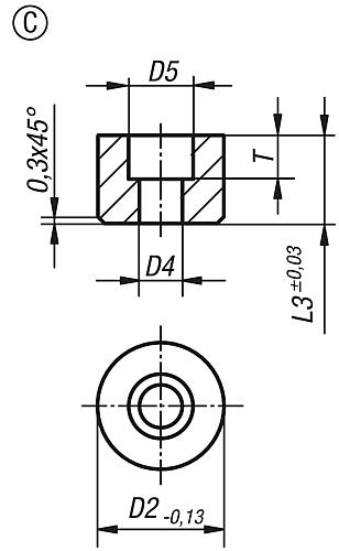 Grippers und Einsätze rund D2=10, Form: C Werkzeugstahl, mit Senkbohrung - K0385.110108 - bei HUG Technik ☆