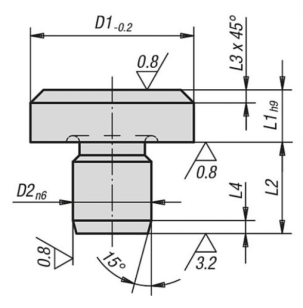 Auflagebolzen D1=10 Werkzeugstahl, D2=6 - K0292.06 - gibt’s bei ☆ HUG Technik ✓