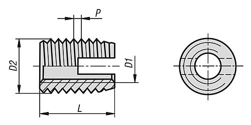 Gewindeeinsatz selbstschneidend M03XD2=5 Edelstahl, mit Schneidschlitz - K0978.103 - direkt von HUG Technik ✓