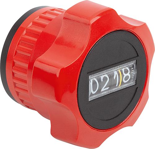 Stellknopf mit Positionsanzeiger Kunststoff, rot, Digitalanzeige, Komp:Stahl, P=1,5 - K1928.01501111