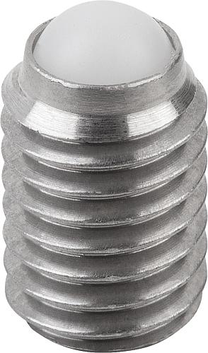 Kugeldruckschraube ohne Kopf M04, Form:D Edelstahl, Komp:Polyacetal, L1=10 - K0384.30410 - direkt bei HUG Technik ✓