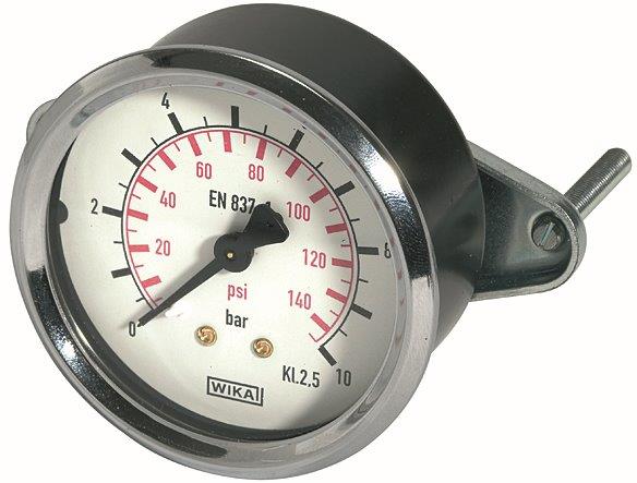 Standardmanometer, G 1/4 hinten zentrisch, -1 / 0,0 bar, ø 50 mm, Dreikantfrontring, Stahlblechgehäuse - bei HUG Technik ✭