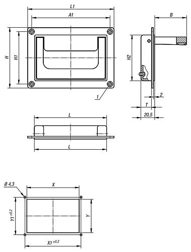 Schalengriff klappbar A=130, Form: A Aluminium, grau RAL7035, Komp: pulverbeschichtet - K0240.07911812 - bei HUG Technik ✭