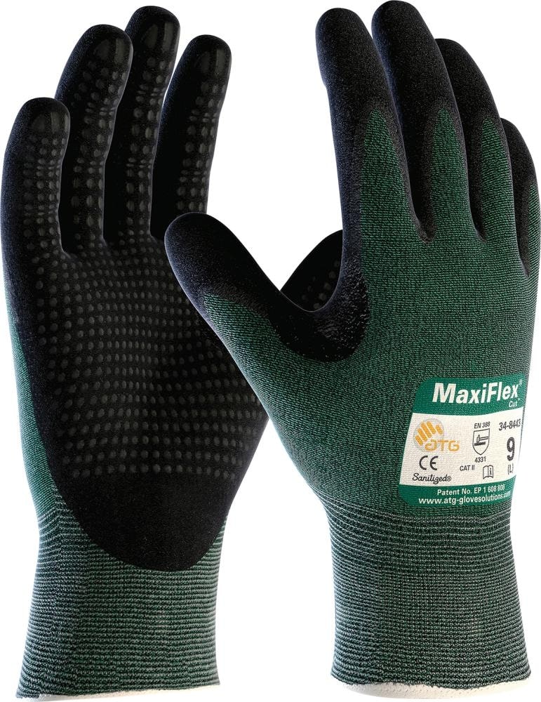 ATG® MaxiFlex® Cut™ Handschuh, mit oder ohne Noppen, schwarz-grün - erhältlich bei ♡ HUG Technik ✓