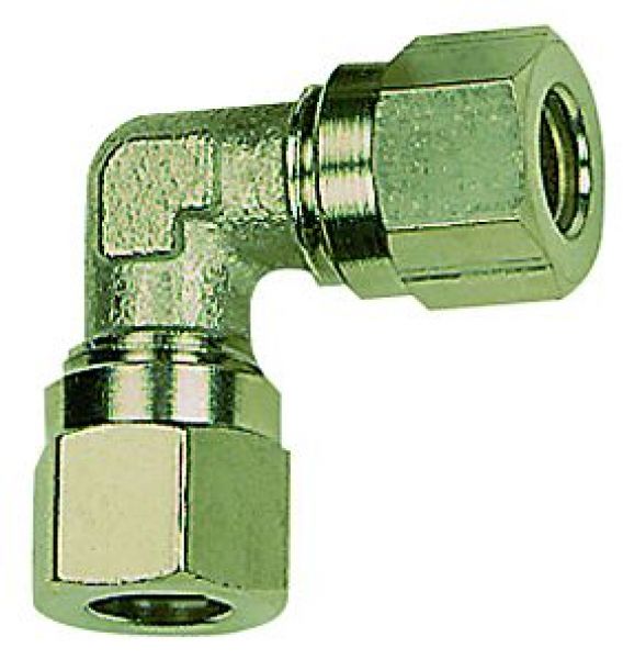 Verschraubung Winkel, Rohr-Außen-ø 10 mm, SW 13, SW1 19, Messing vernickelt - erhältlich bei ♡ HUG Technik ✓