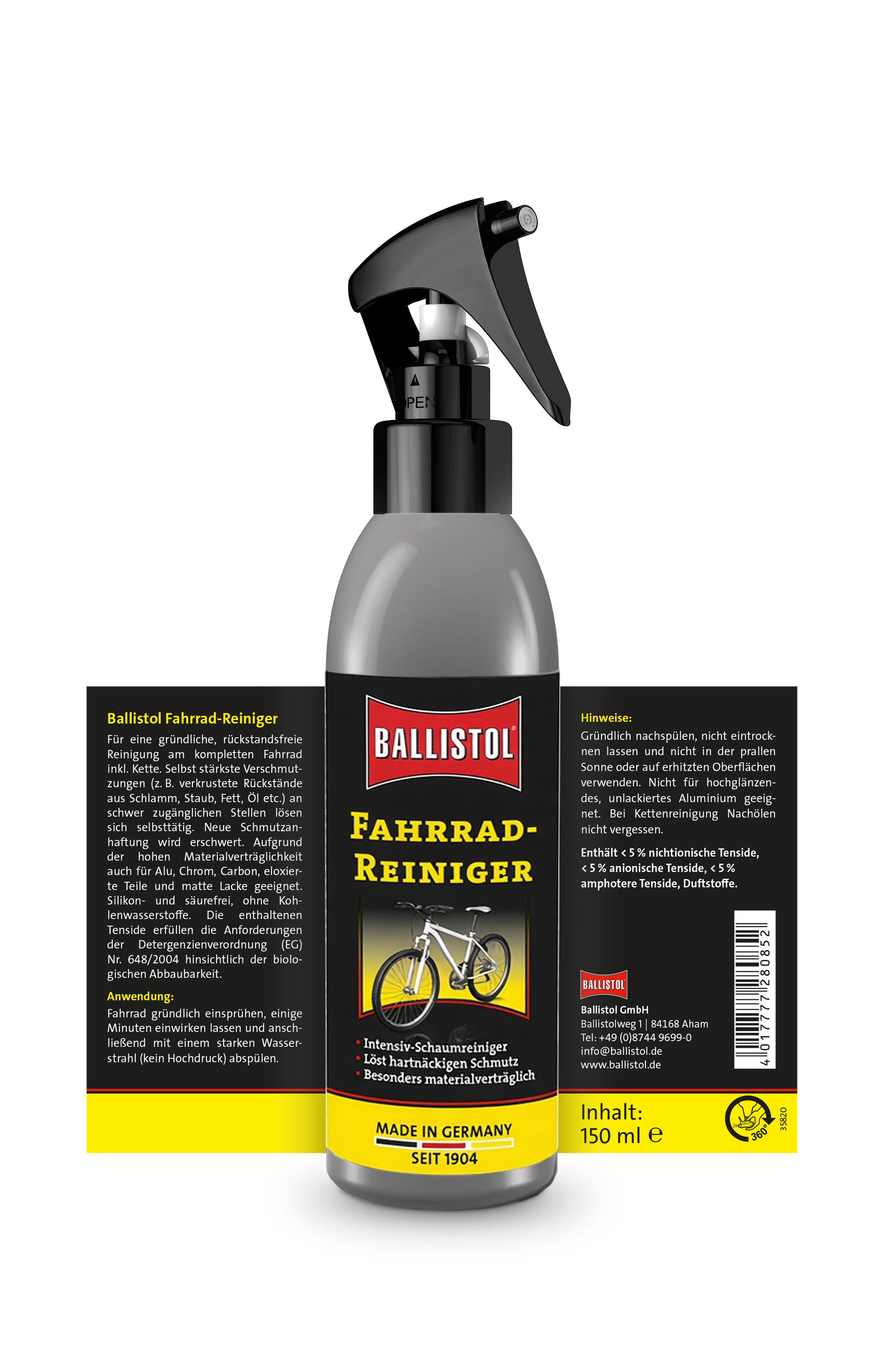 Ballistol Fahrrad-Reiniger, 150 ml, Rückseite