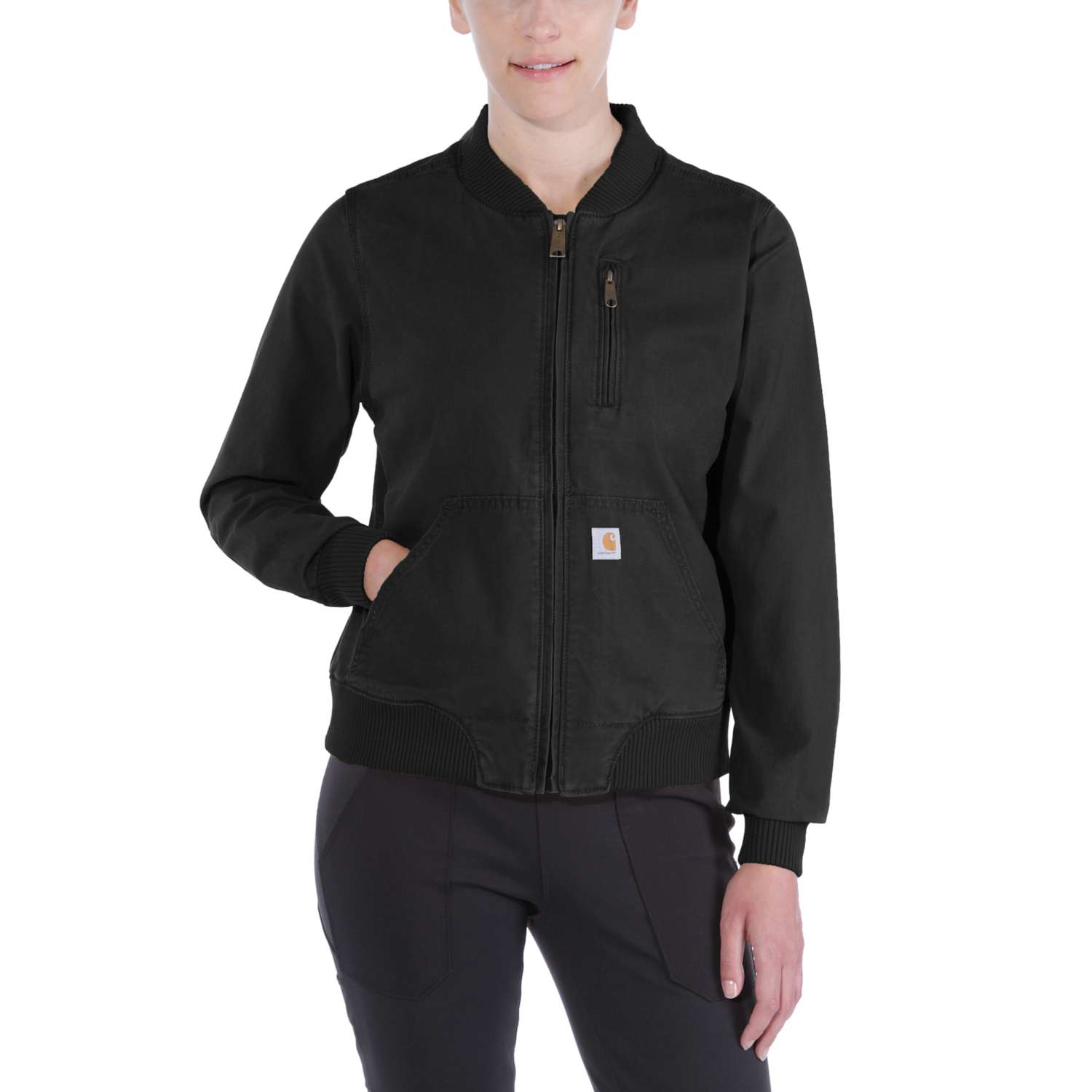 carhartt® Damen Bomberjacke, Stretchleinen CRAWFORD BOMBER JACKET black - kommt direkt von HUG Technik 😊